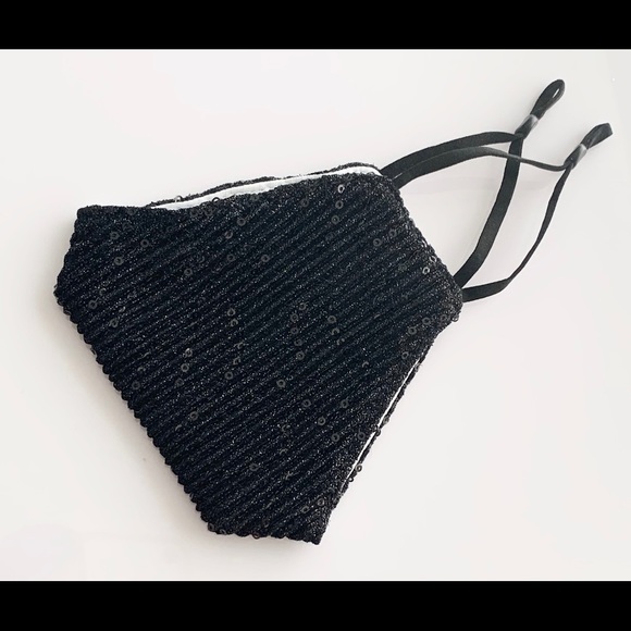 Sequin Glam Face Mask - Black - Picture 1 of 3